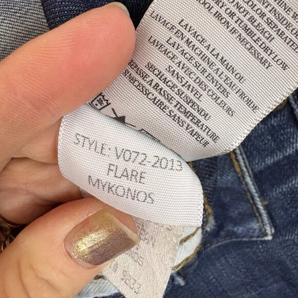 Vince Jeans Womens 28 Flare Mykonos Dark Wash Mid Rise Made in USA DV072… - Picture 6 of 8